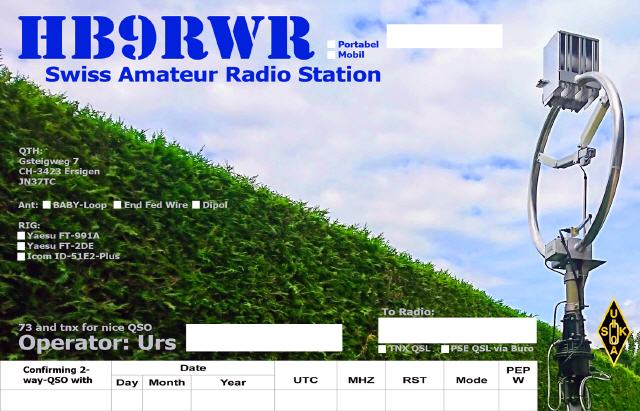 QSL- Karte f&uuml;r den Postversand (bis 12/2019)