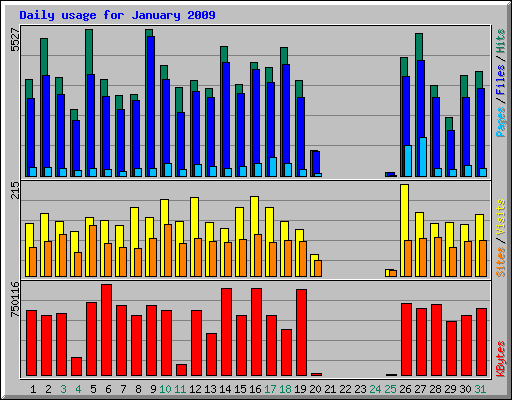 Daily usage for January 2009