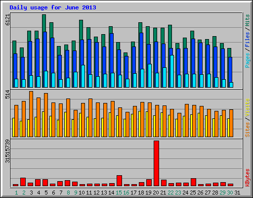 Daily usage for June 2013