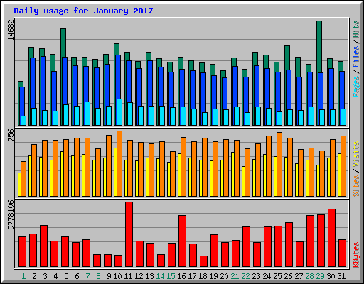 Daily usage for January 2017