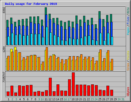 Daily usage for February 2019