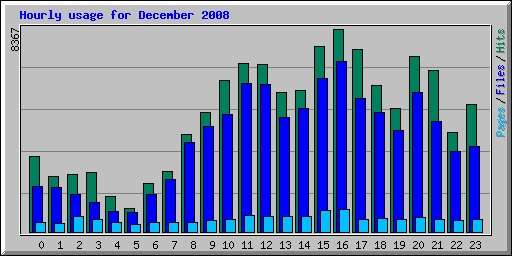 Hourly usage for December 2008