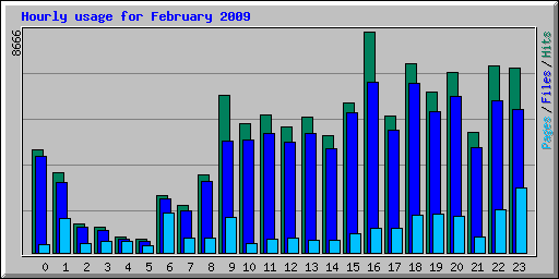 Hourly usage for February 2009