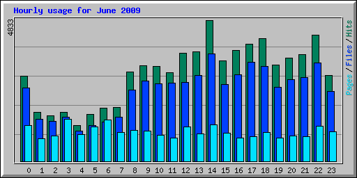 Hourly usage for June 2009