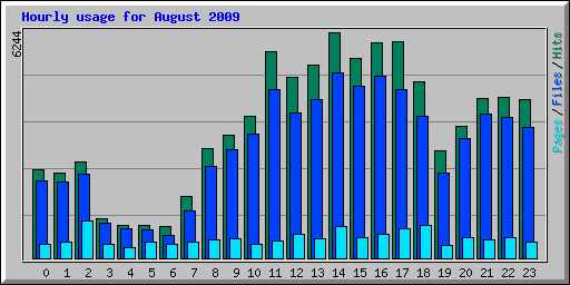 Hourly usage for August 2009
