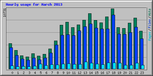 Hourly usage for March 2013